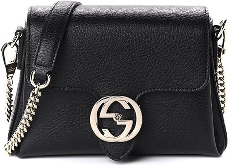 Gucci Interlocking G Black Leather Chain Shoulder Bag 510302